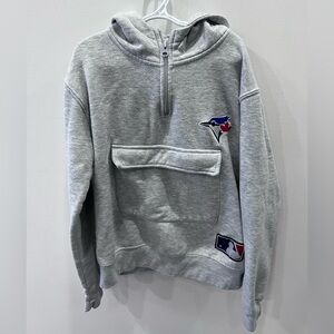 Toronto Blue Jays MLB Grey Quarter Zip Hoodie – Embroidered Logo – Youth Size M